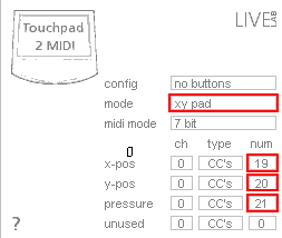 change your TP2MIDI settings to match this image
